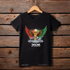 Golden Trophy with Flags Wings Tee