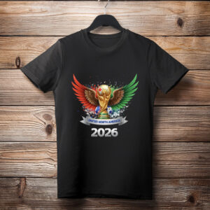 Golden Trophy with Flags Wings Tee