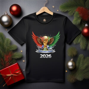 Golden Trophy with Flags Wings Tee