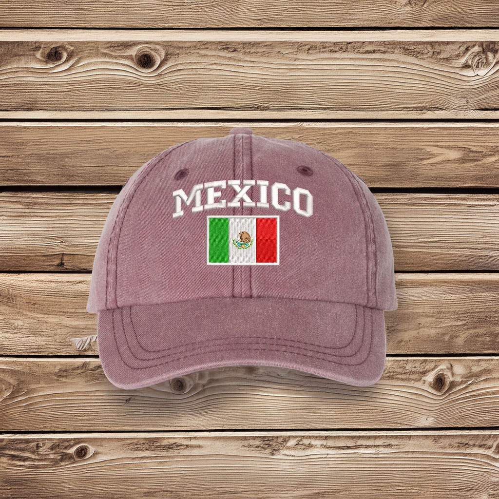 Embroidered Mexico Flag Baseball Cap