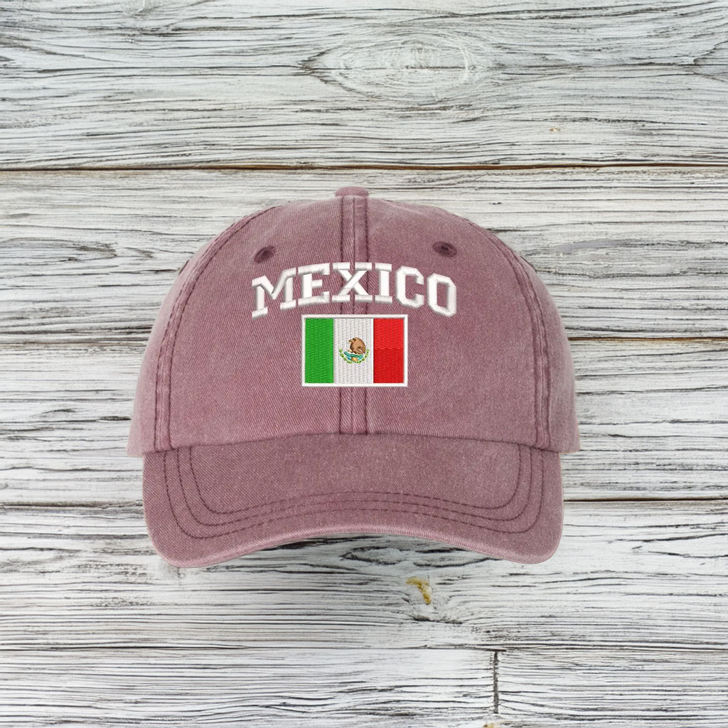 Embroidered Mexico Flag Baseball Cap