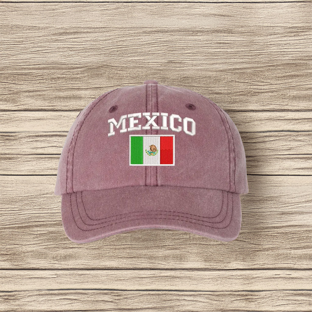 Embroidered Mexico Flag Baseball Cap