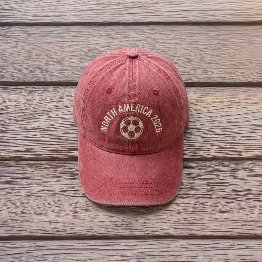 Embroidered North America 2026 Soccer Wash Dad Cap