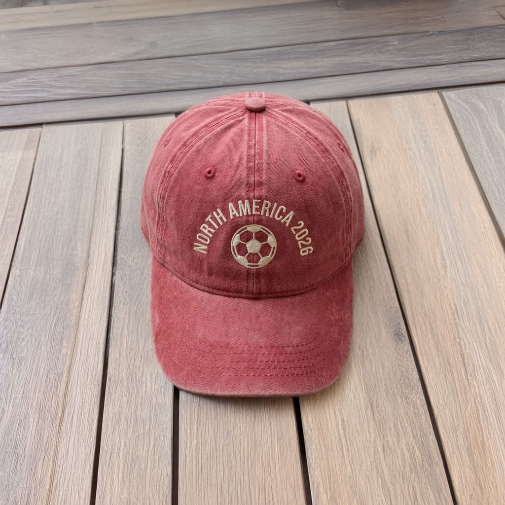 Embroidered North America 2026 Soccer Wash Dad Cap