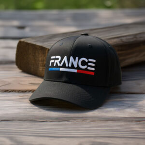 France Embroidered Red Washed Dad Hat
