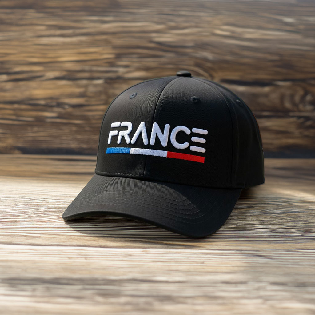 France Embroidered Red Washed Dad Hat