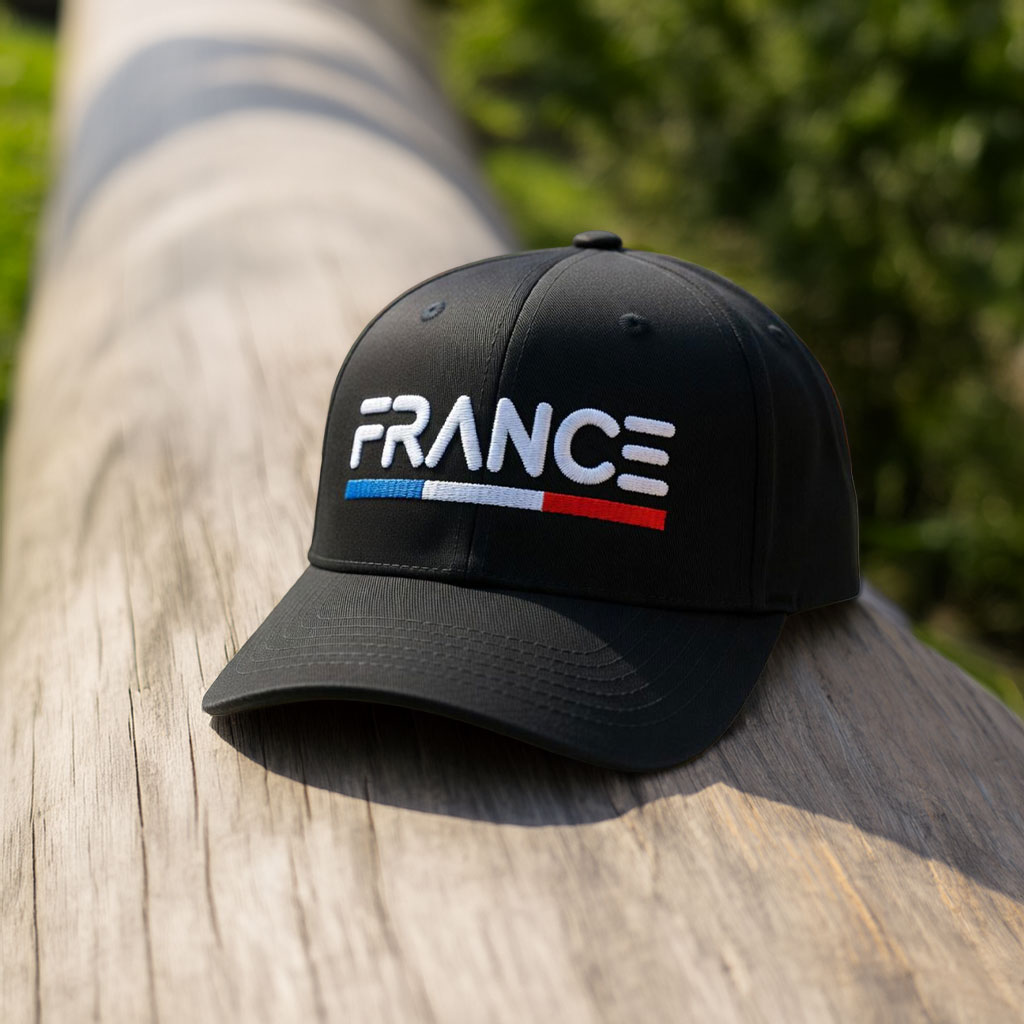 France Embroidered Red Washed Dad Hat