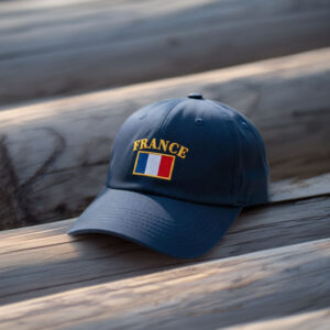 France Flag Embroidered Red Washed Dad Hat