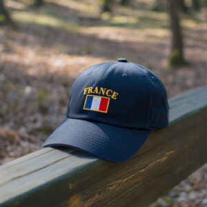 France Flag Embroidered Red Washed Dad Hat