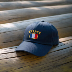 France Flag Embroidered Red Washed Dad Hat