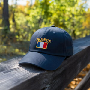 France Flag Embroidered Red Washed Dad Hat