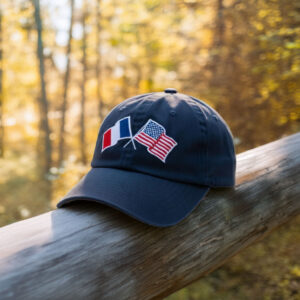 France and USA Crossed Flags Embroidered Hat
