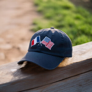 France and USA Crossed Flags Embroidered Hat