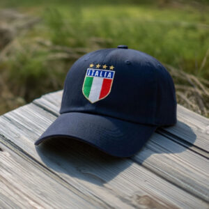 Italy Soccer Crest Embroidered Black Dad Hat