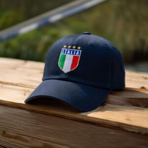 Italy Soccer Crest Embroidered Black Dad Hat