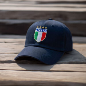 Italy Soccer Crest Embroidered Black Dad Hat