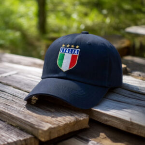 Italy Soccer Crest Embroidered Black Dad Hat