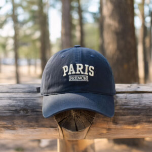 Paris French Embroidered White Dad Hat