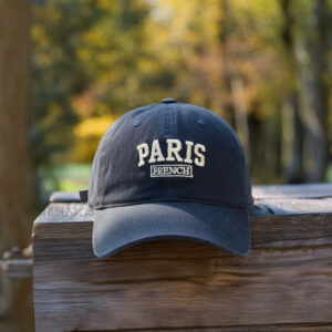 Paris French Embroidered White Dad Hat